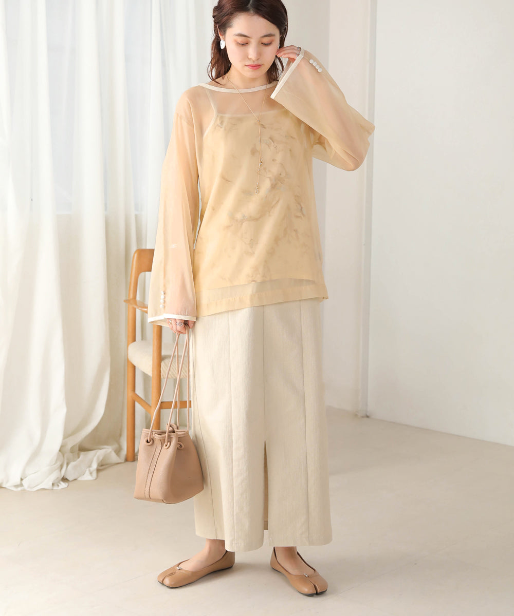 Bab マーブルキャミソール付きシアートップスセット【メール便280円】