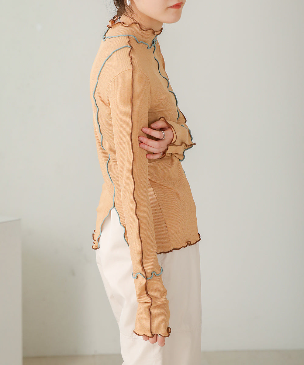Bab 2WAY配色メロウハイネックトップス【メール便280円】