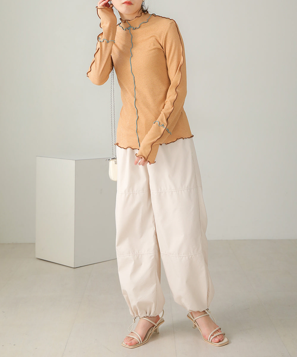Bab 2WAY配色メロウハイネックトップス【メール便280円】
