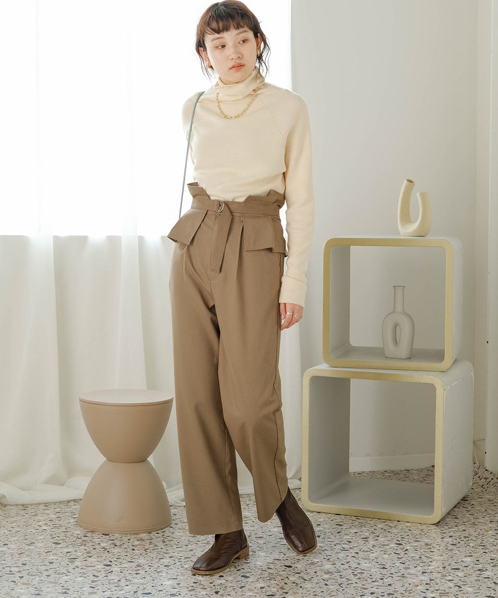 Bab ハイウエストベルトセットテーパードパンツ