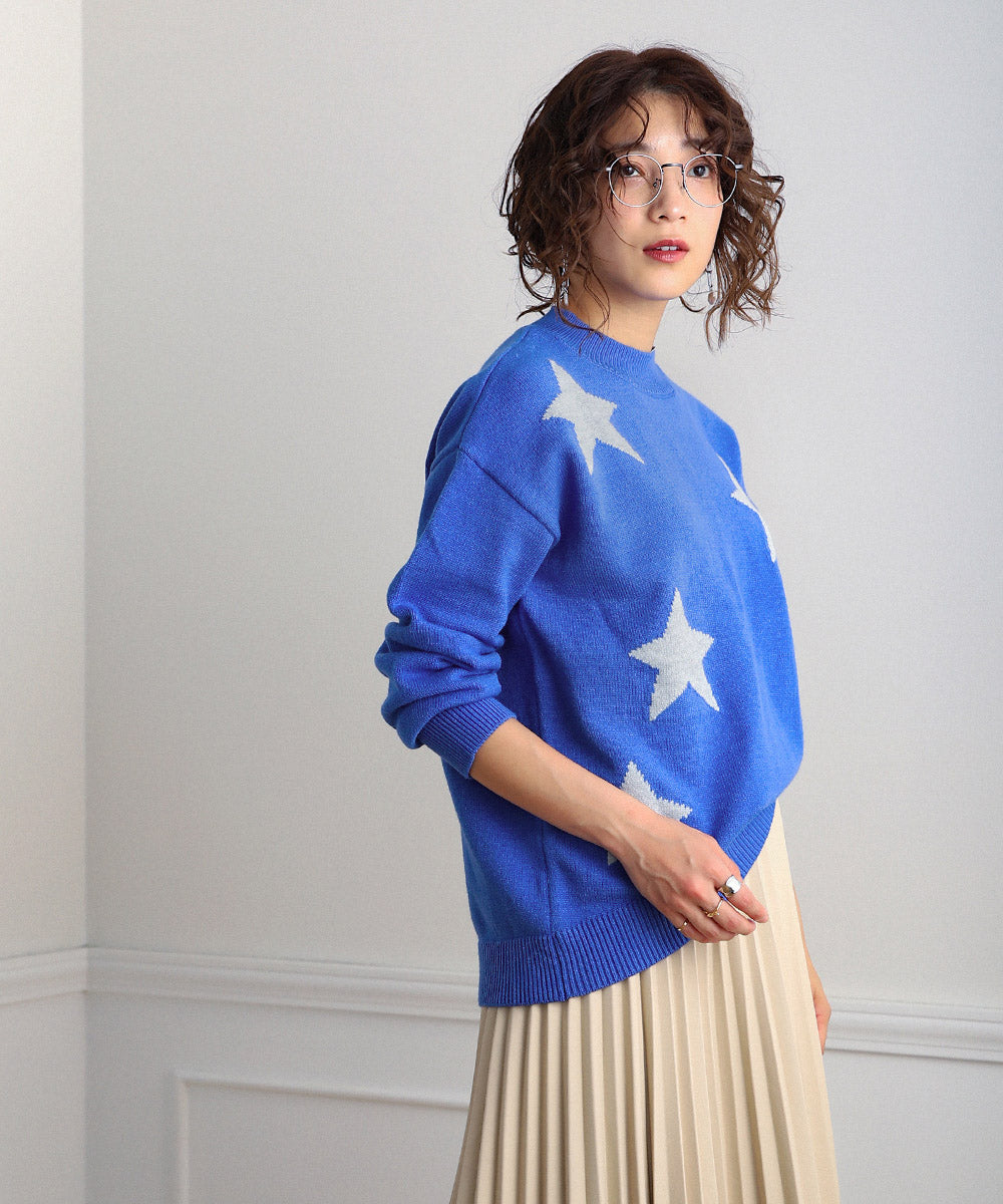 BouJeloud 星ジャガードモックネックニット