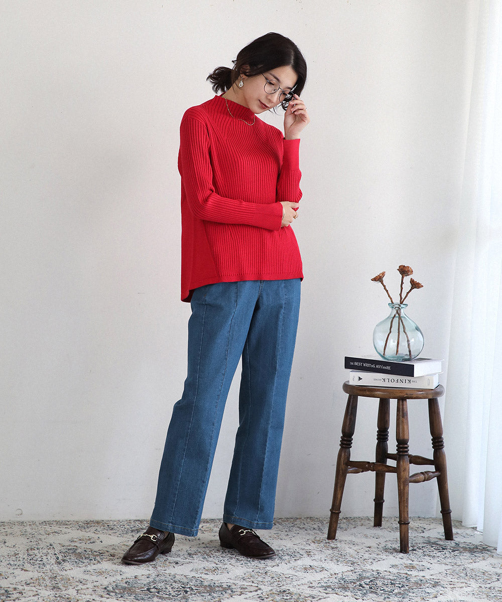 BouJeloud ウエストリブデニムパンツ
