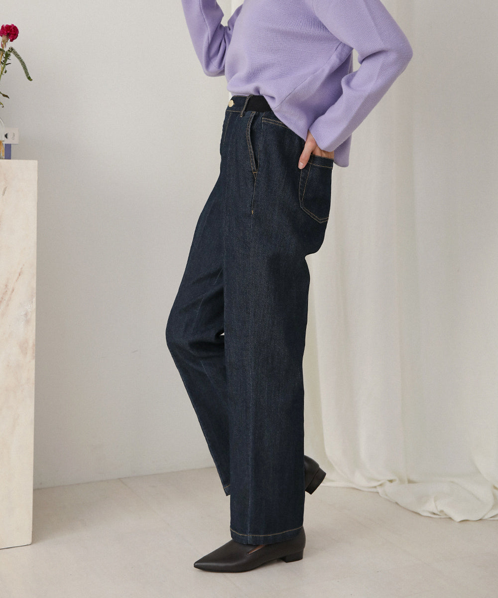 BouJeloud ウエストリブデニムパンツ