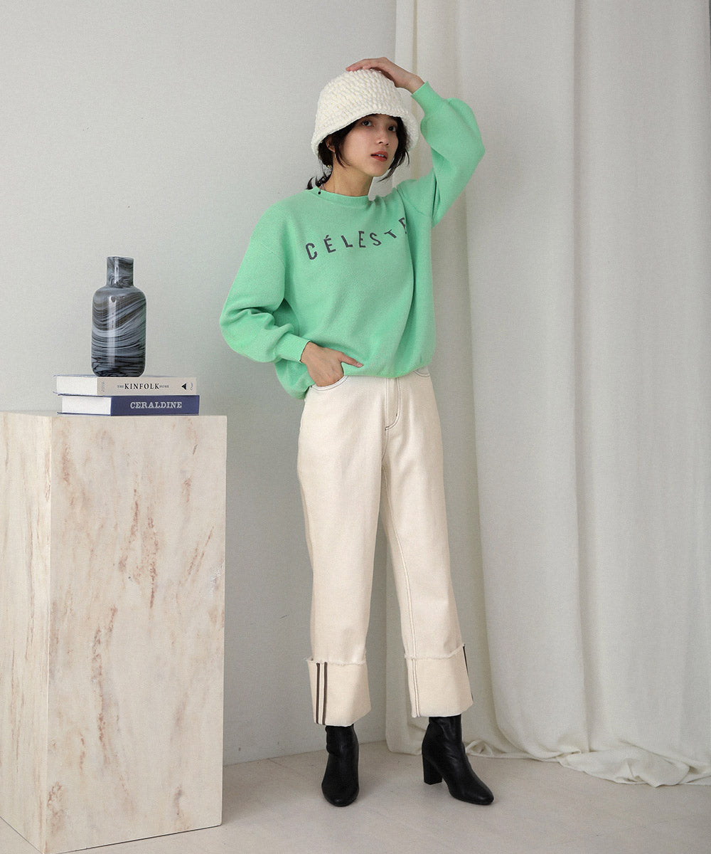 BouJeloud ターンバックヘムストレートデニム