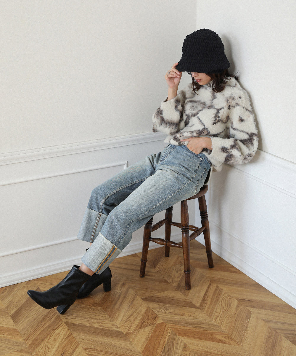 BouJeloud ターンバックヘムストレートデニム