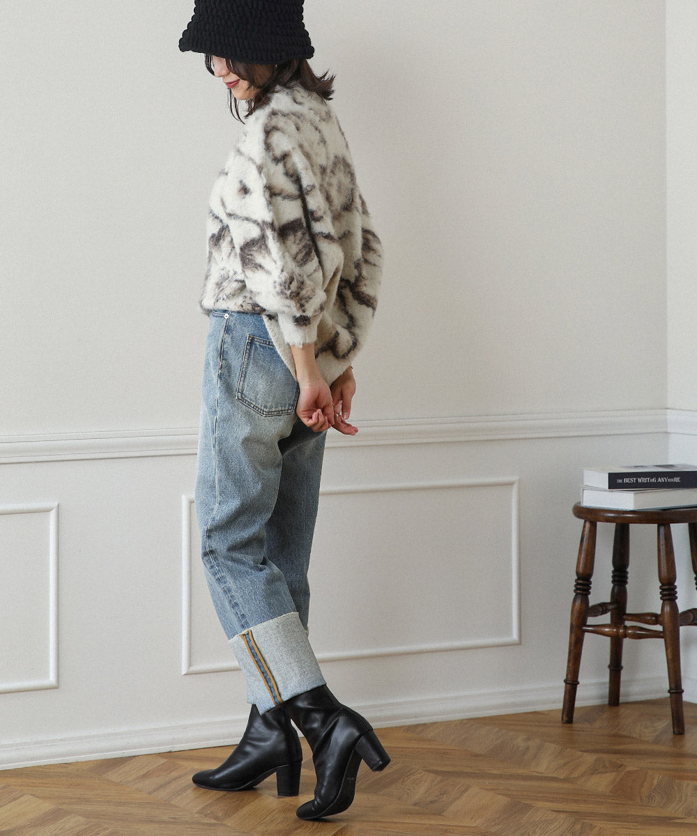 BouJeloud ターンバックヘムストレートデニム