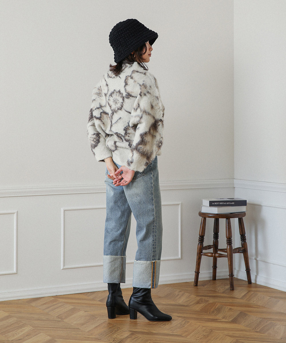 BouJeloud ターンバックヘムストレートデニム