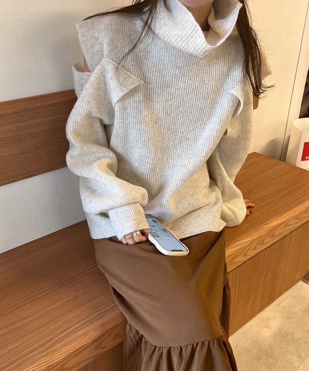 【AYACA×Bab】ショルダー開きニットTOPS