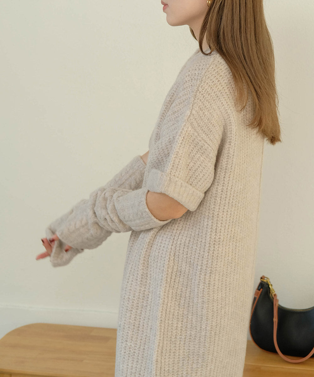 Bab アームウォーマー付きニットワンピース