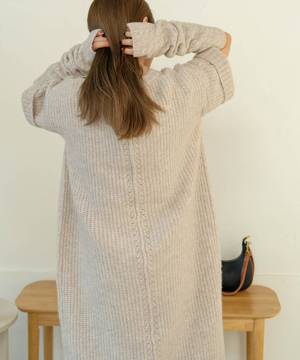 Bab アームウォーマー付きニットワンピース