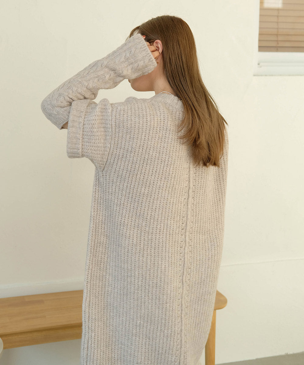 Bab アームウォーマー付きニットワンピース