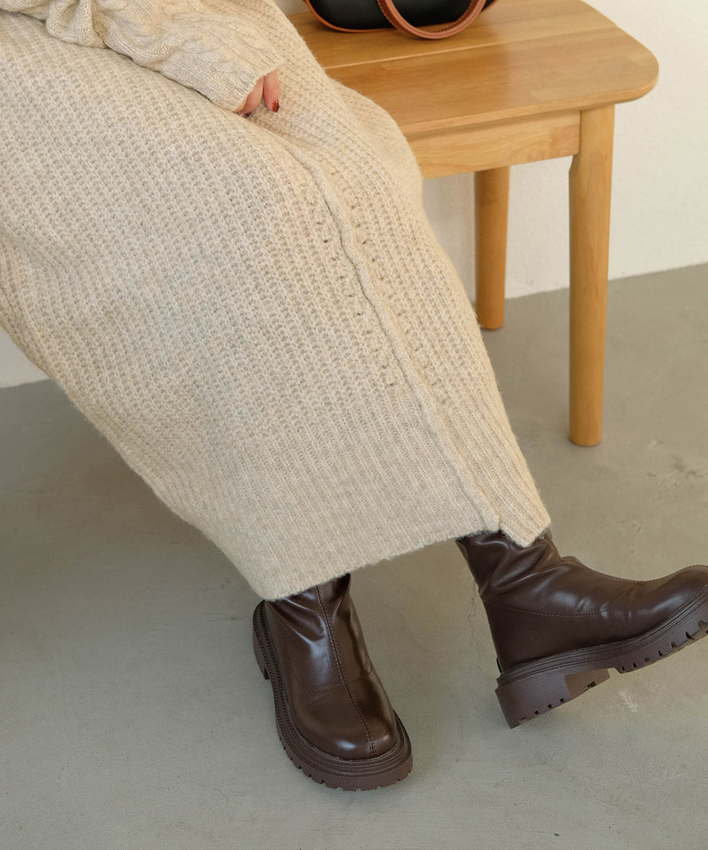 Bab アームウォーマー付きニットワンピース