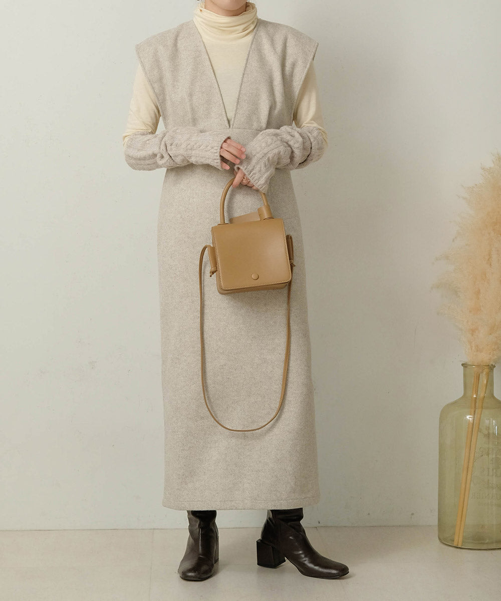 Bab アームウォーマー付きニットワンピース