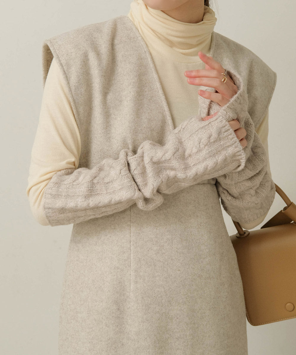 Bab アームウォーマー付きニットワンピース