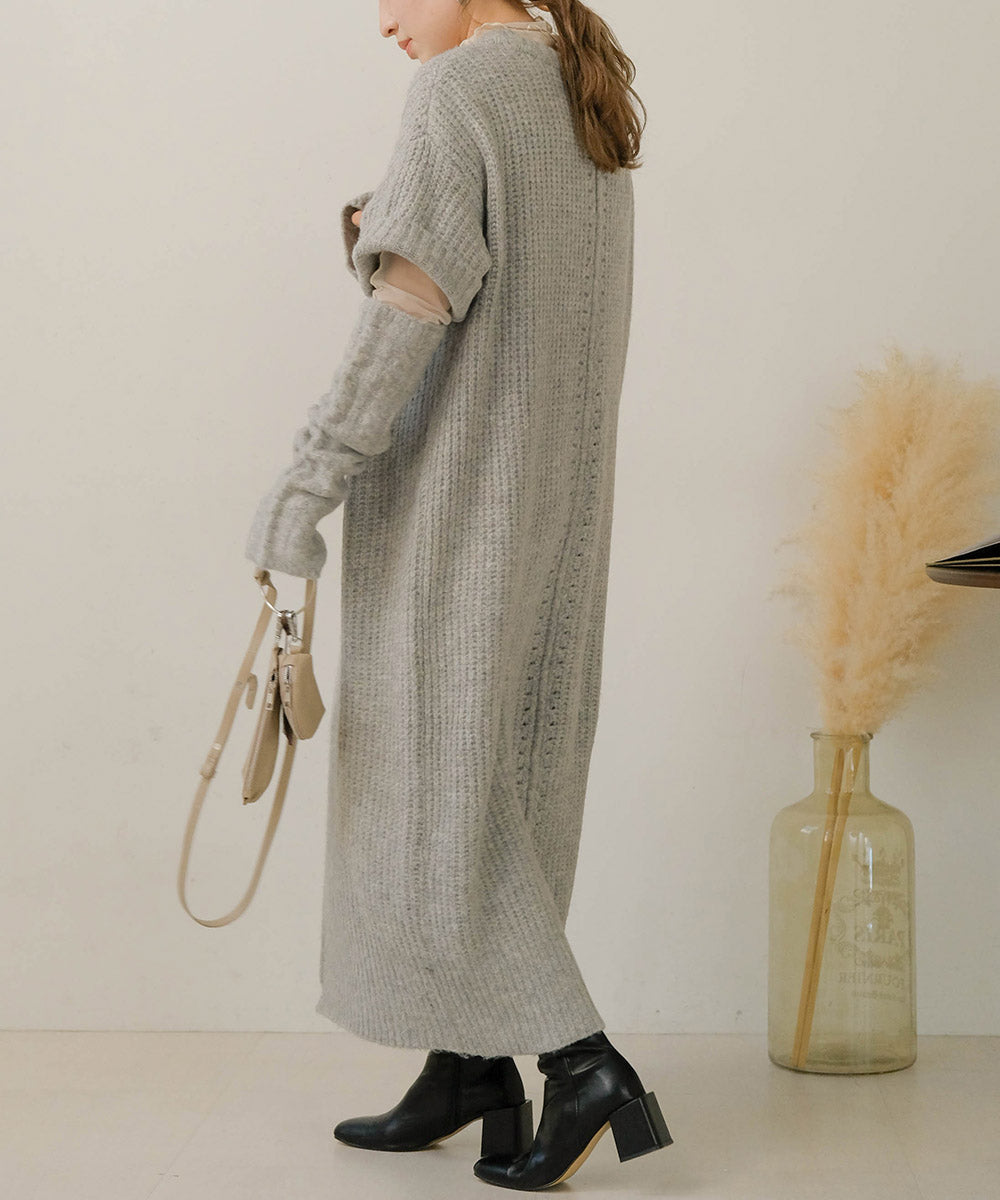Bab アームウォーマー付きニットワンピース