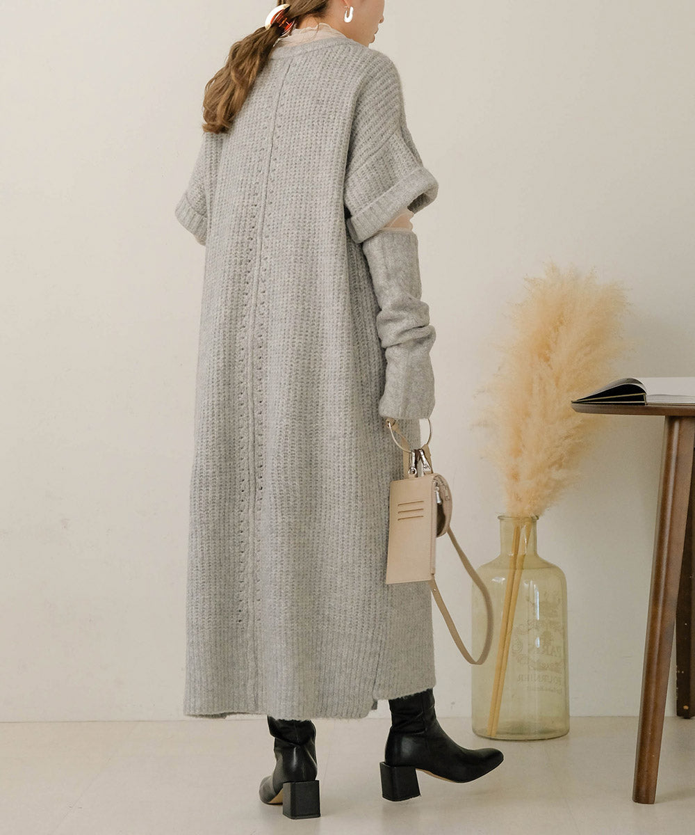Bab アームウォーマー付きニットワンピース