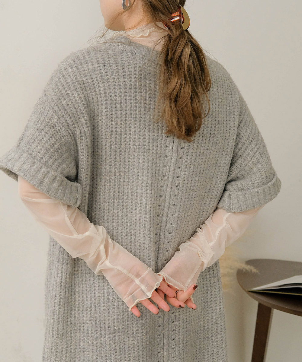 Bab アームウォーマー付きニットワンピース