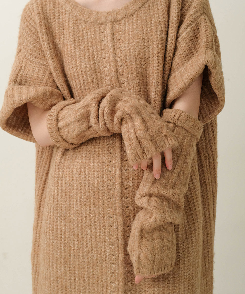 Bab アームウォーマー付きニットワンピース