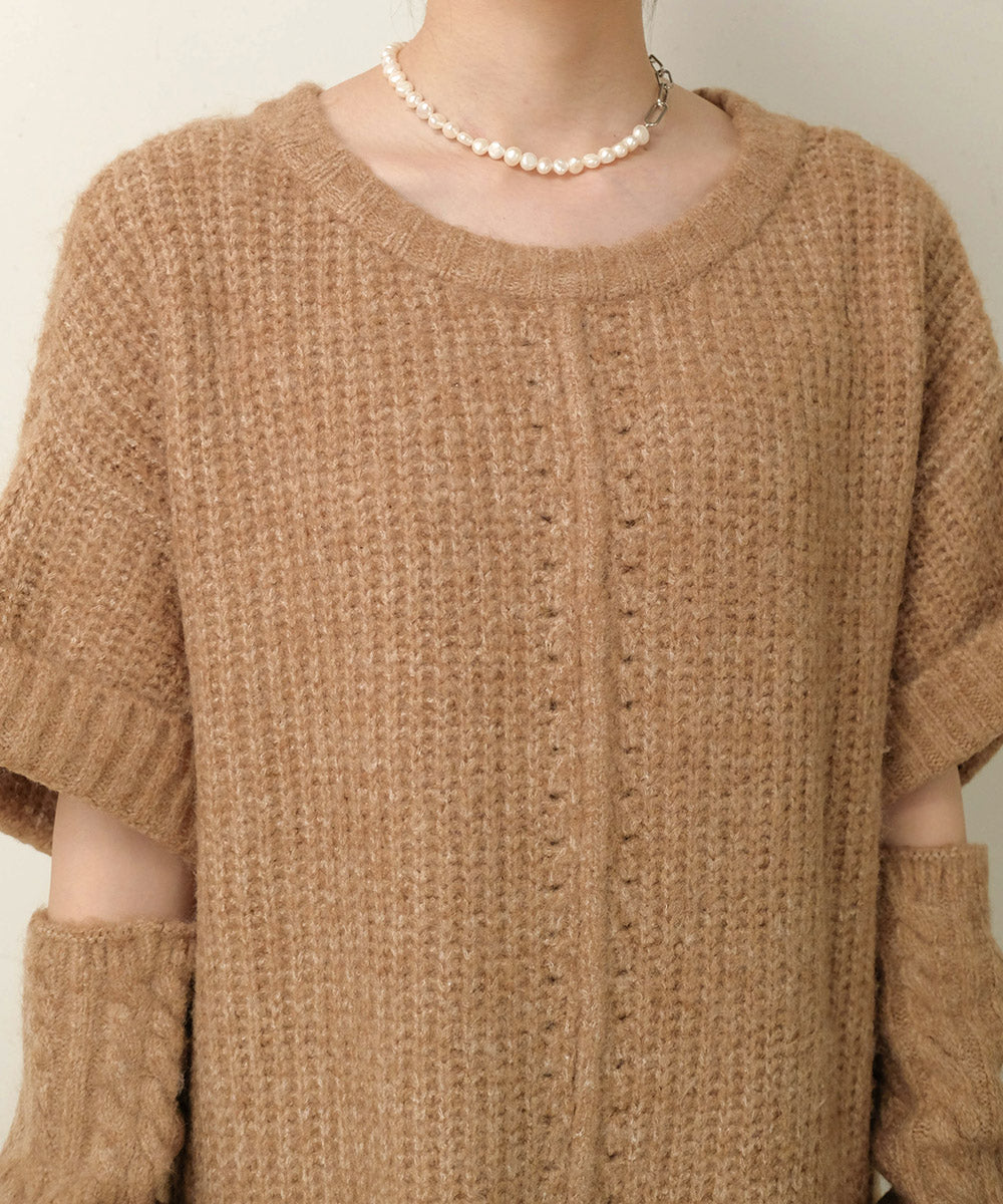 Bab アームウォーマー付きニットワンピース