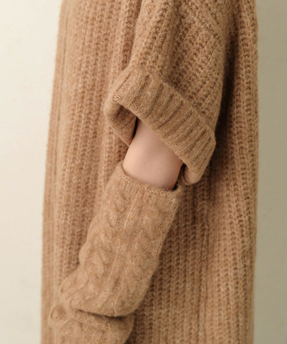 Bab アームウォーマー付きニットワンピース