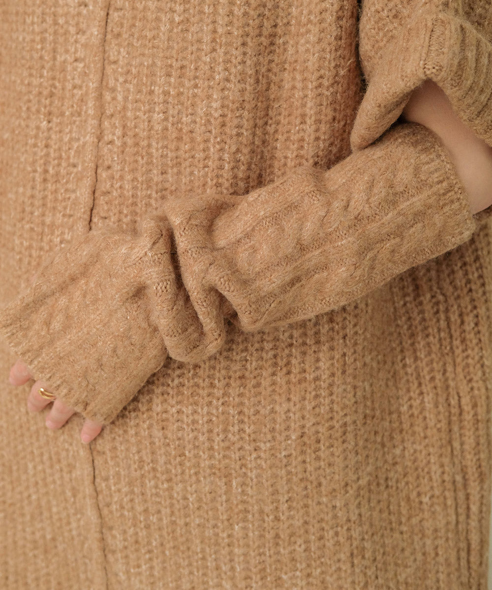 Bab アームウォーマー付きニットワンピース