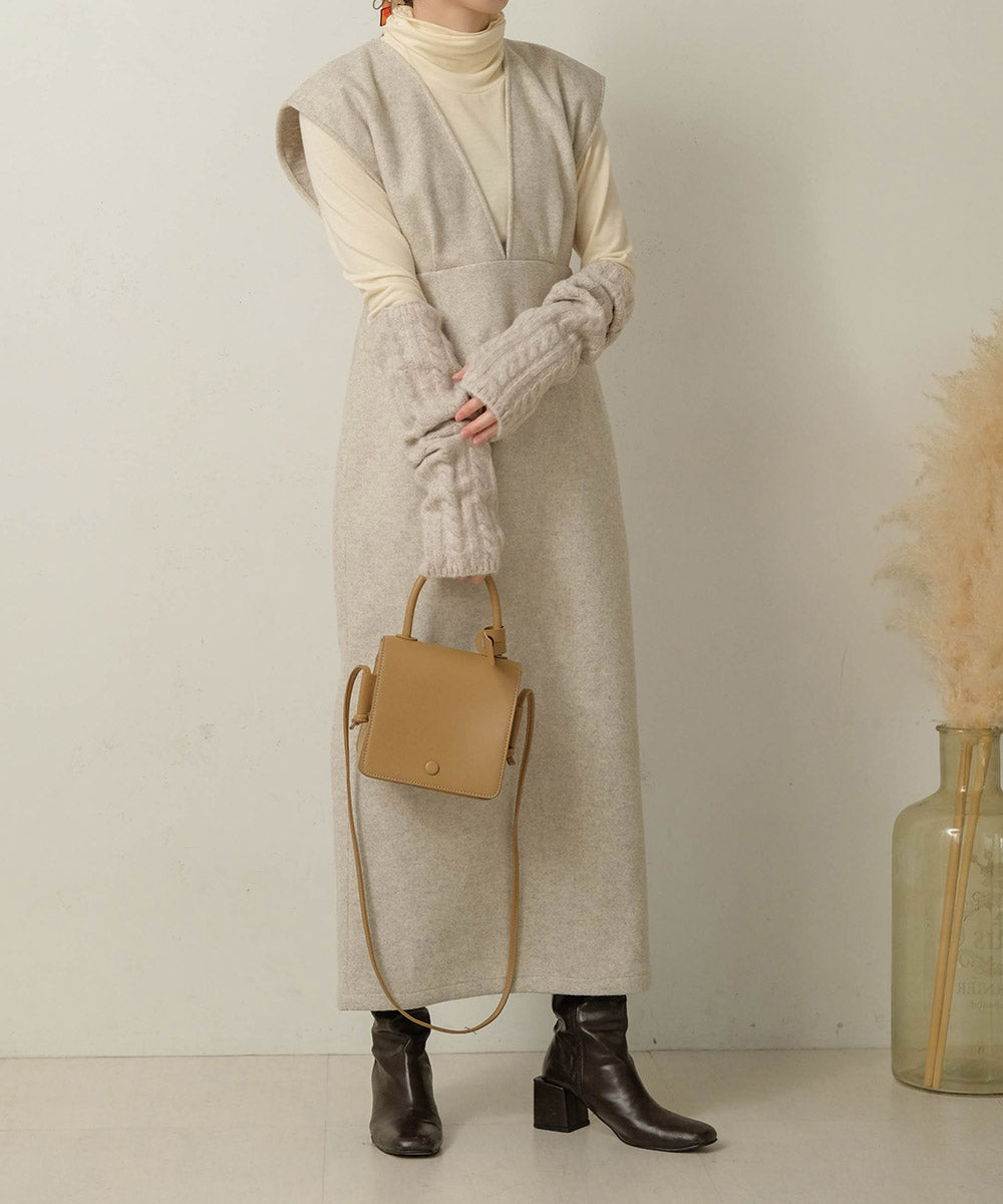 Bab アームウォーマー付きニットワンピース