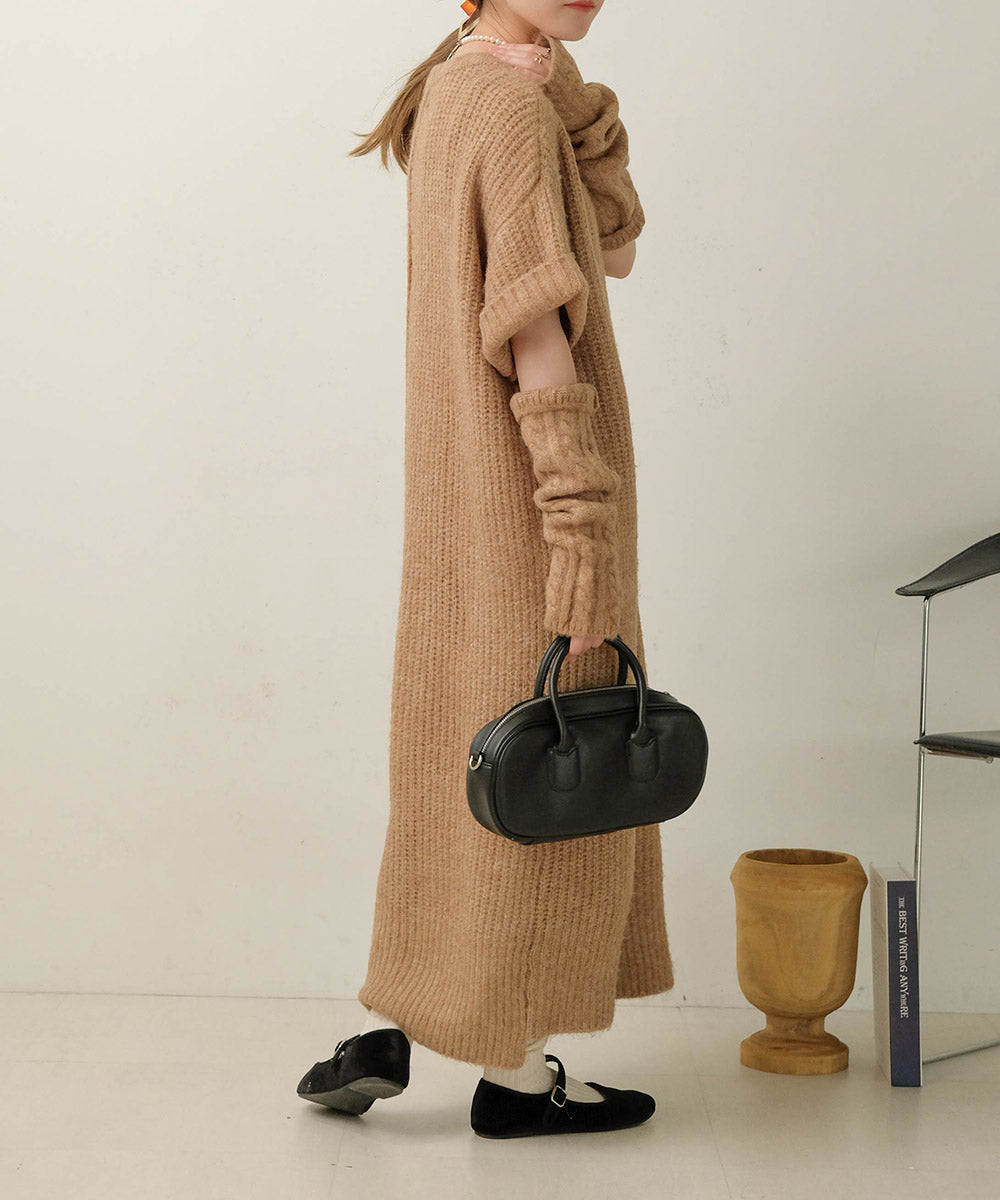 Bab アームウォーマー付きニットワンピース