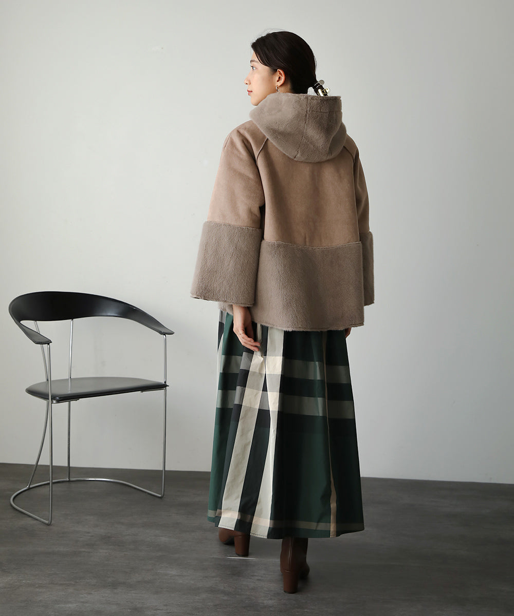 BouJeloud フェイクムートンファー切替ショートコート