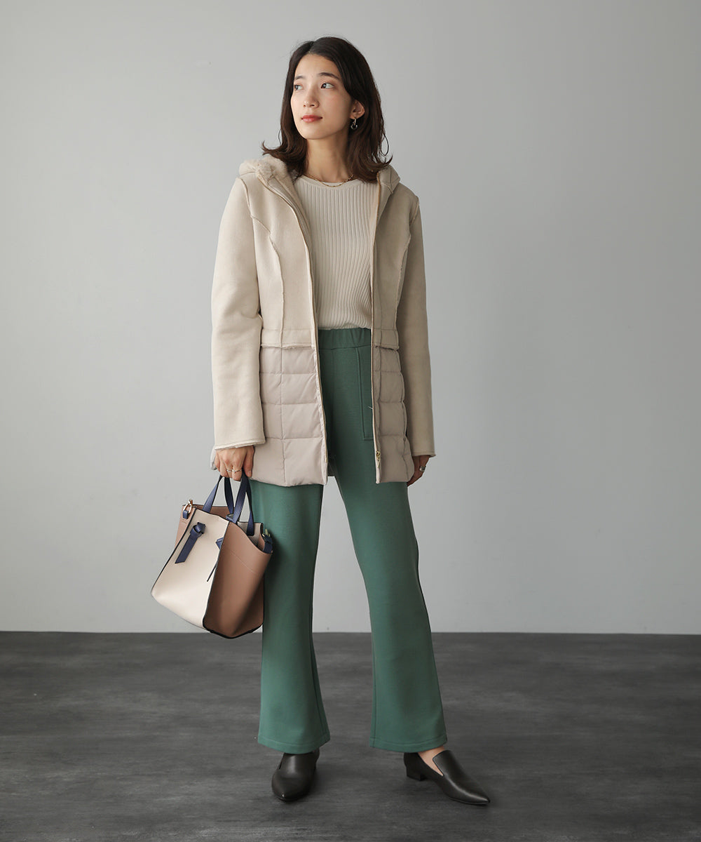BouJeloud フェイクムートンダウン切替コート