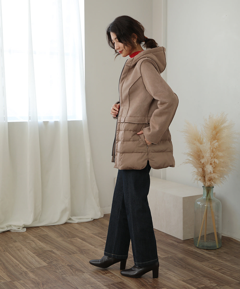BouJeloud フェイクムートンダウン切替コート