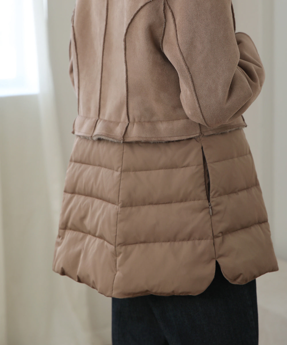 BouJeloud フェイクムートンダウン切替コート