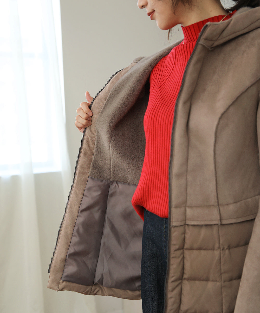 BouJeloud フェイクムートンダウン切替コート