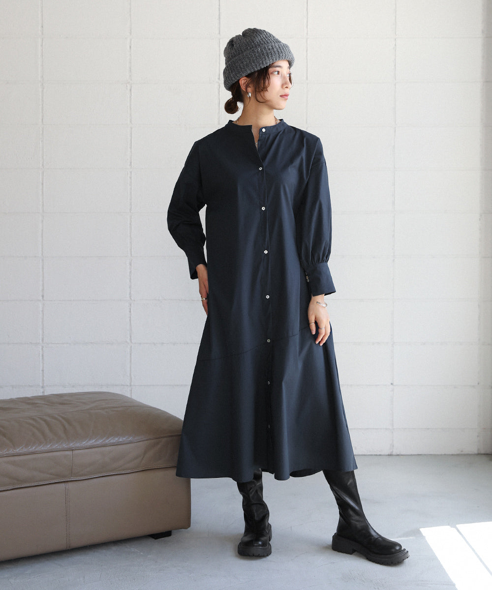 BouJeloud 柄ニットトップス×裾フレアシャツワンピース