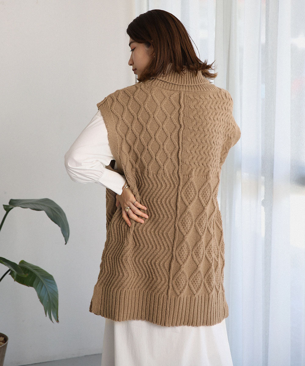 BouJeloud 柄ニットトップス×裾フレアシャツワンピース