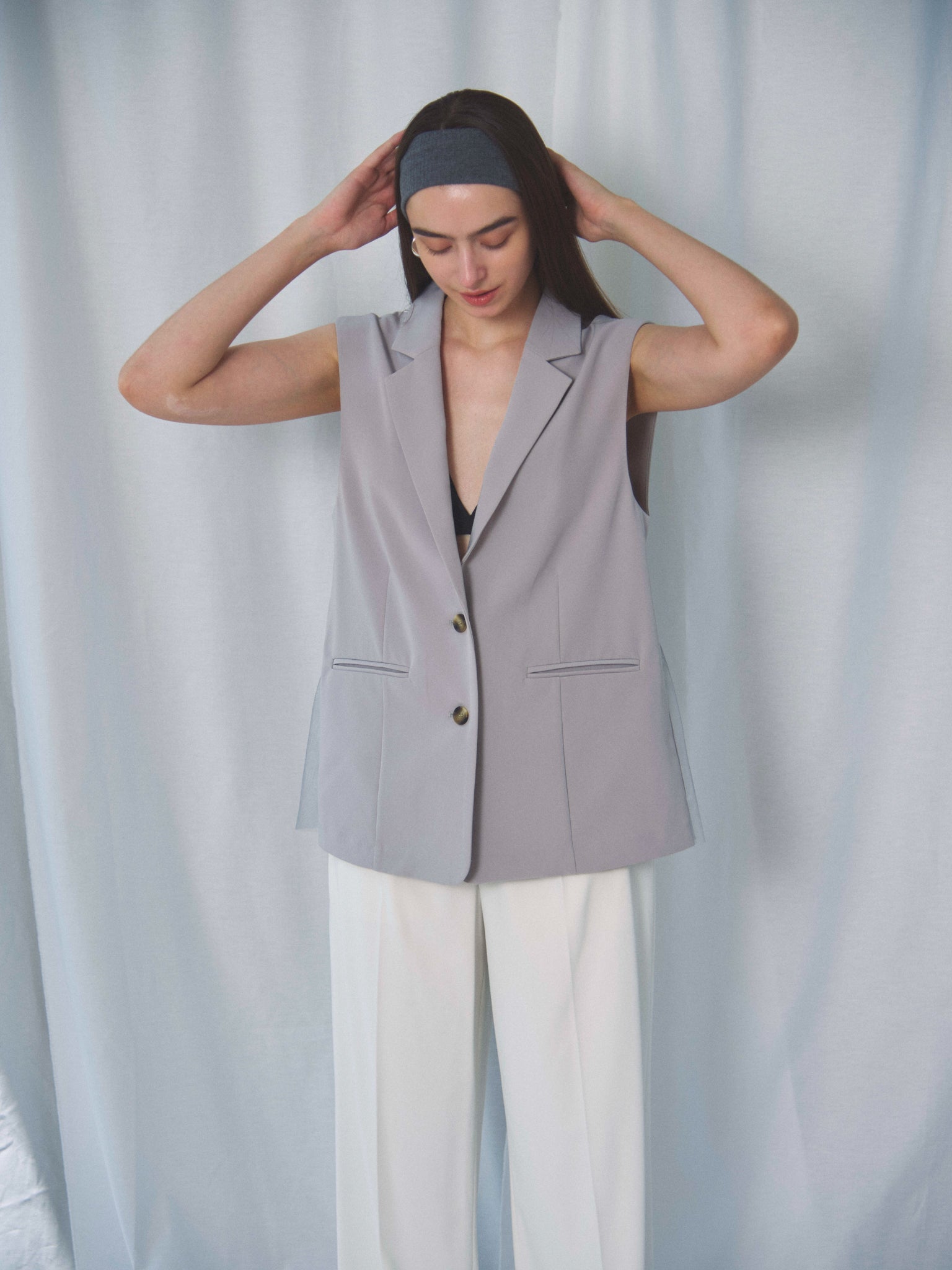 TULLE DOCKING GILET(チュールドッキングジレ)