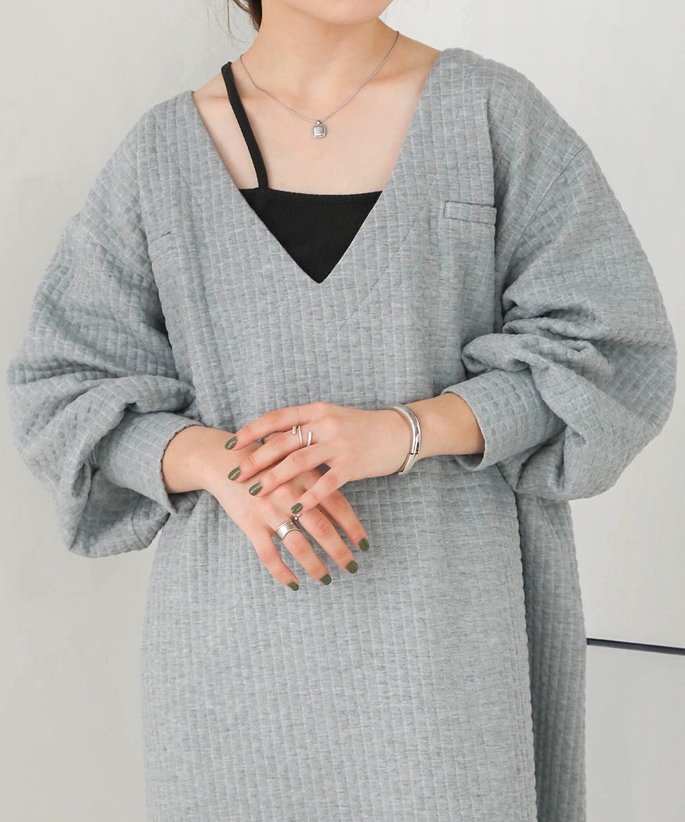 Bab ステッチ深Vネックワンピース