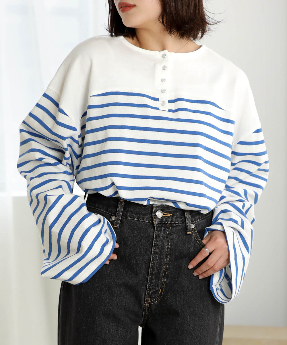 Bab 前後2WAYボーダービッグシルエットトップス
