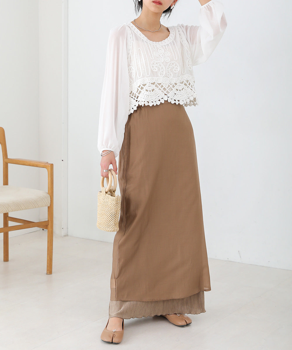 REVERSIBLE SHEER PLEATED SKIRT