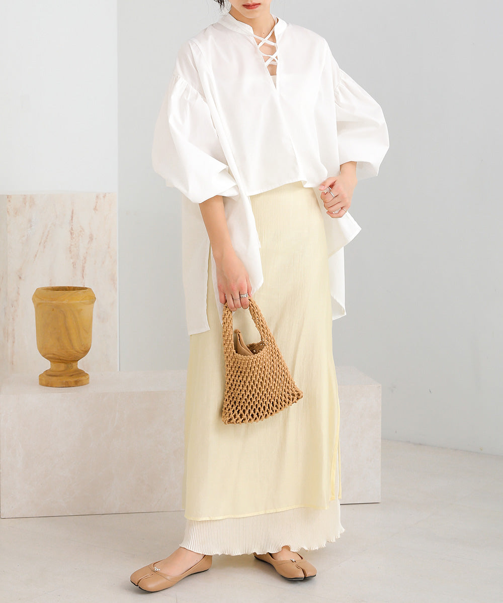 REVERSIBLE SHEER PLEATED SKIRT