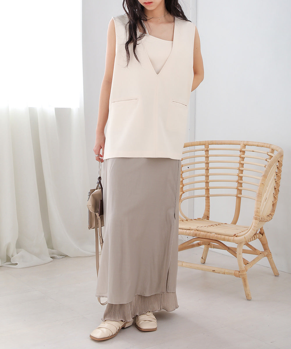REVERSIBLE SHEER PLEATED SKIRT