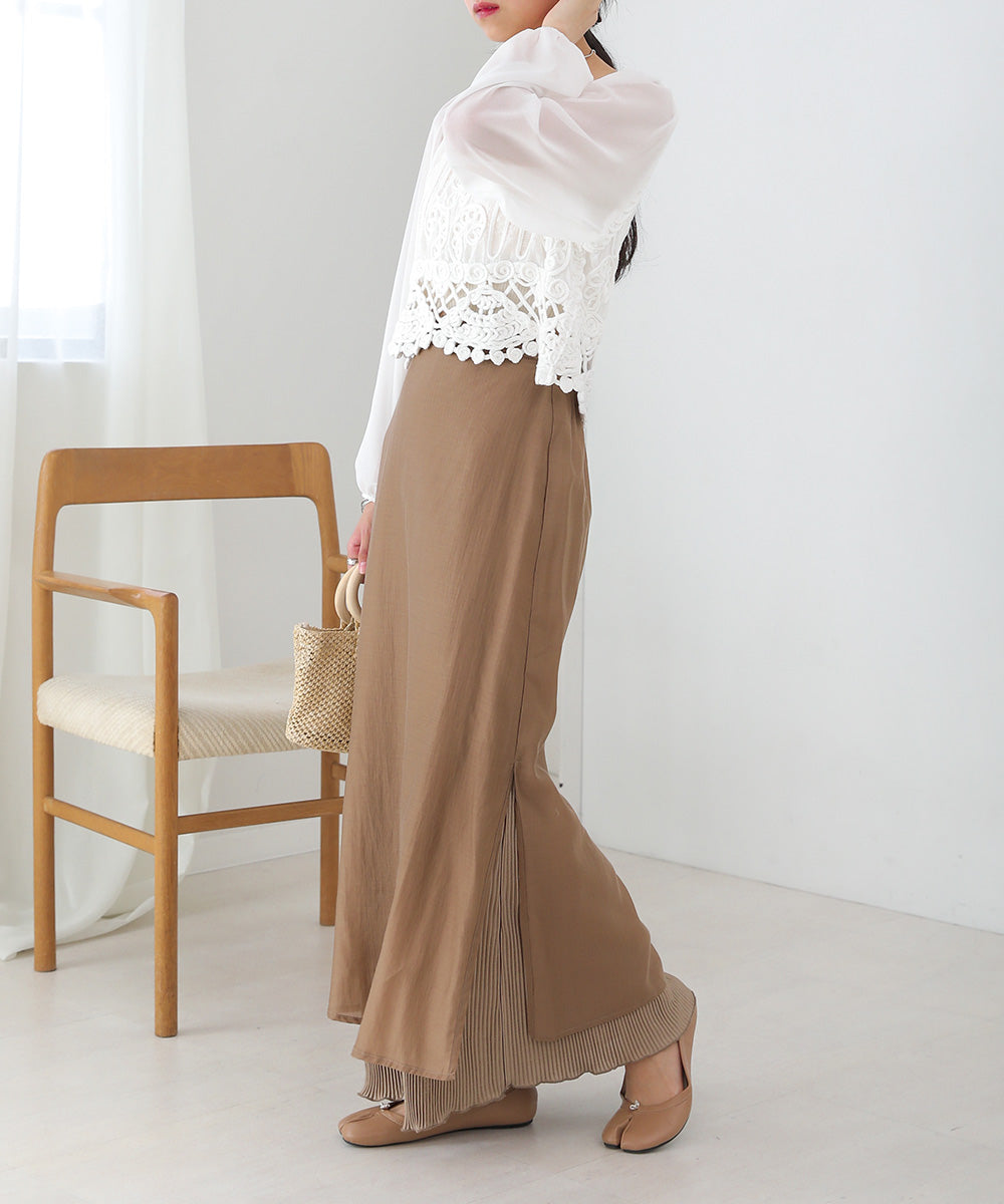 REVERSIBLE SHEER PLEATED SKIRT