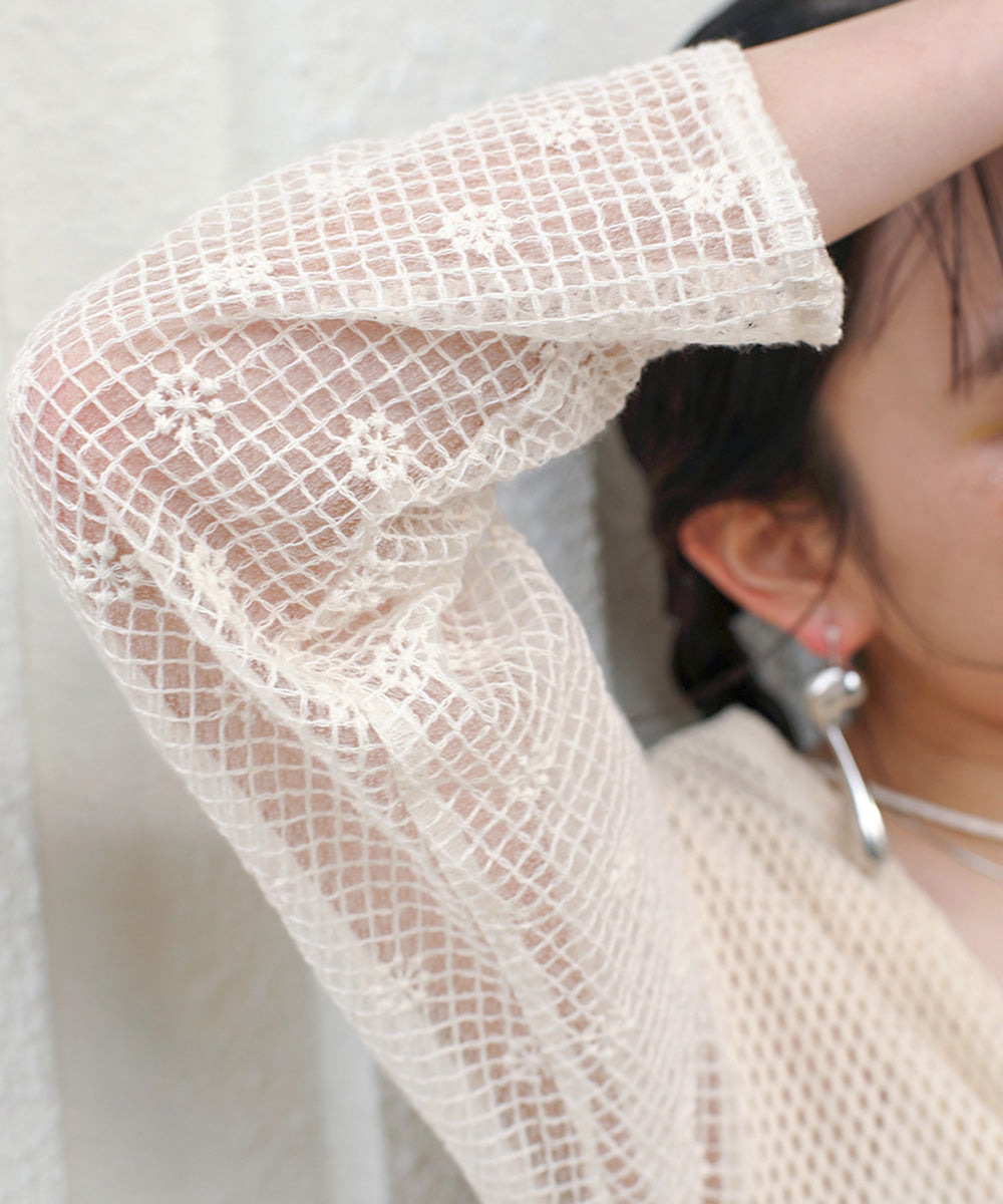 Bab 前後2WAYメッシュレースブラウス