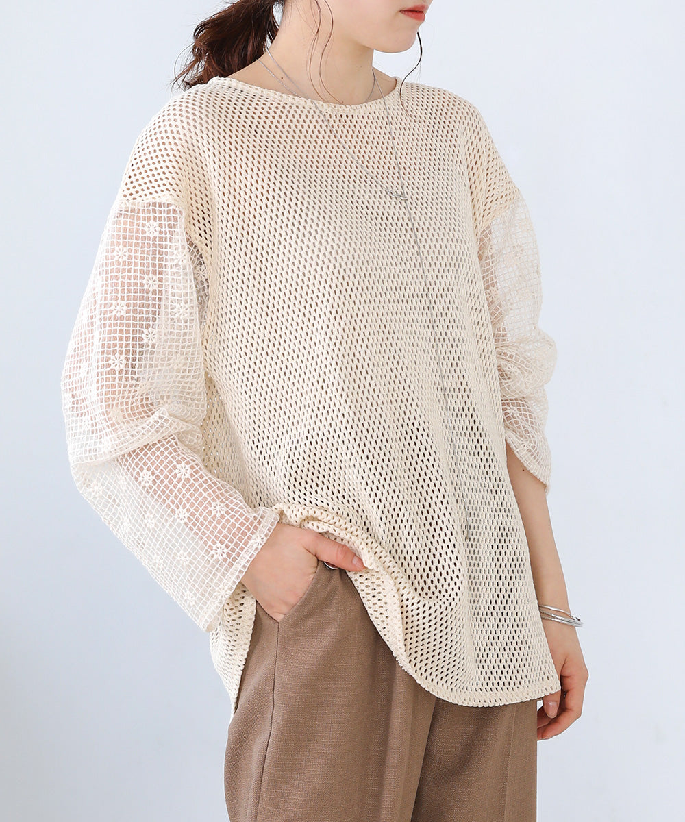 Bab 前後2WAYメッシュレースブラウス
