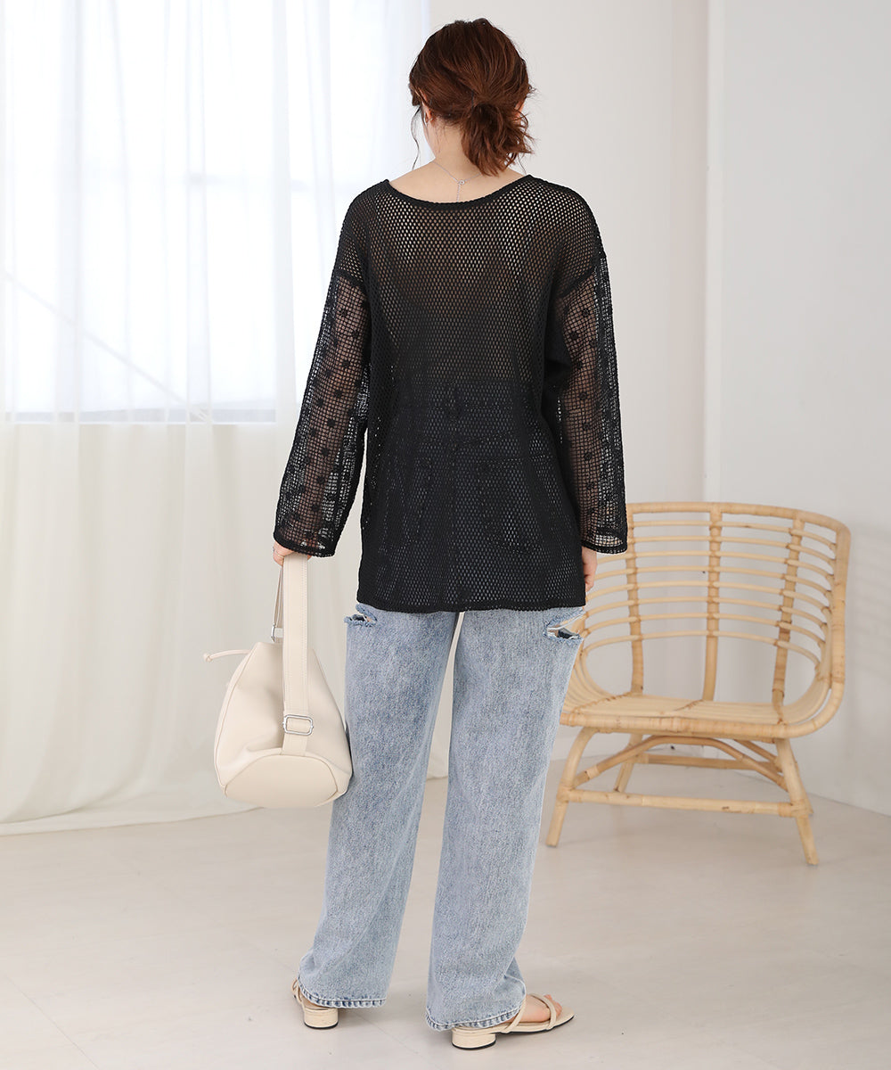 Bab 前後2WAYメッシュレースブラウス