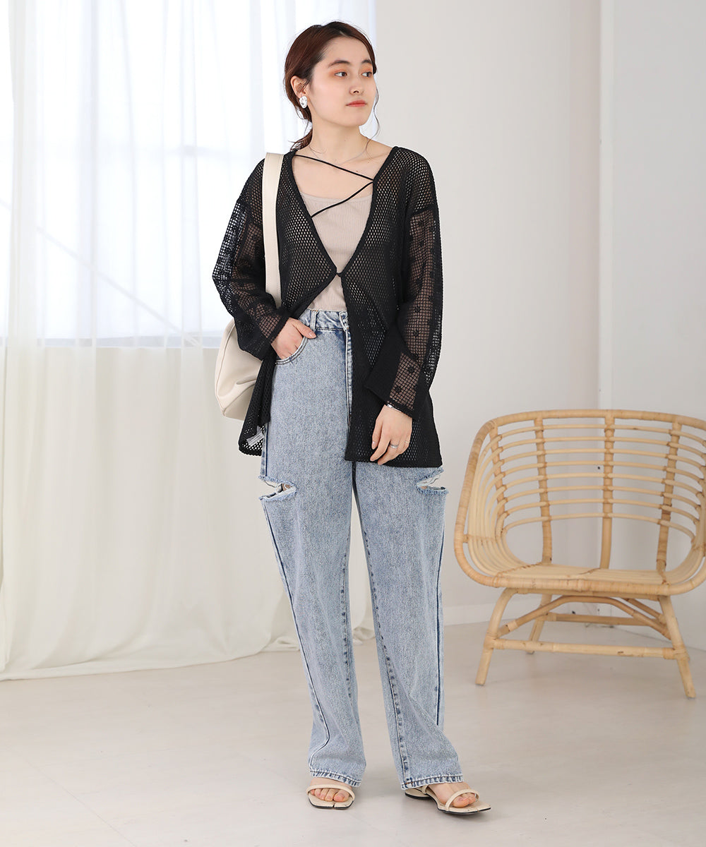 Bab 前後2WAYメッシュレースブラウス