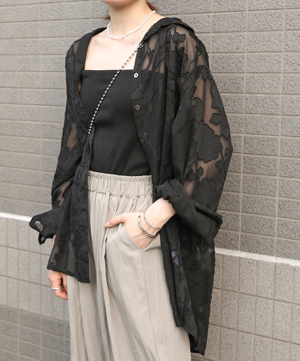 Bab シアーフラワージャガードビックシャツ