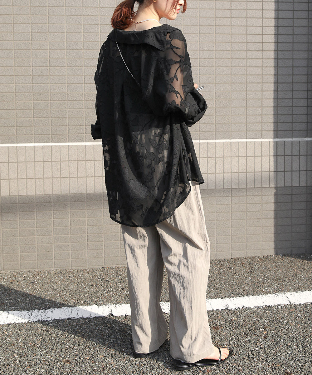 Bab シアーフラワージャガードビックシャツ
