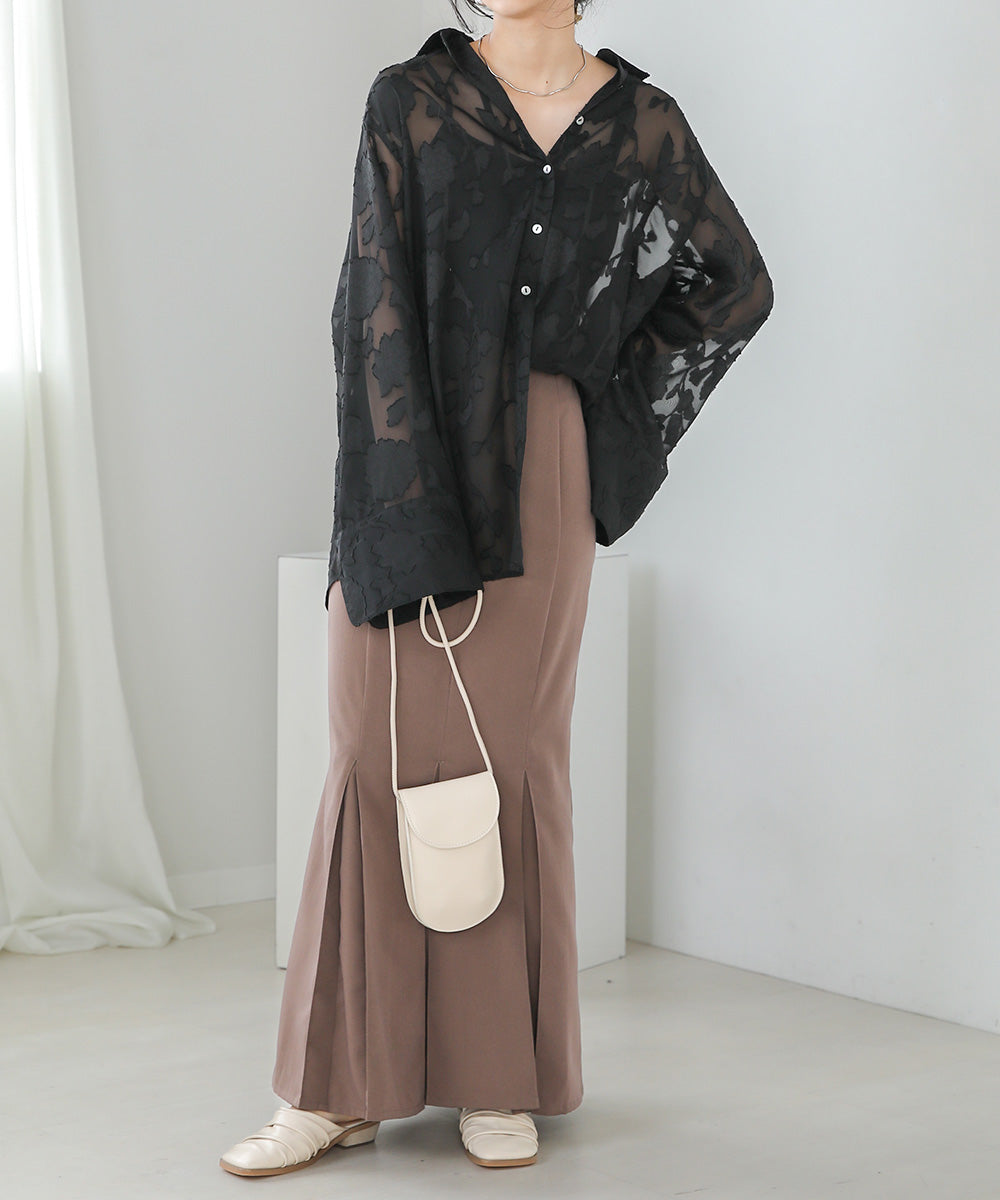 Bab シアーフラワージャガードビックシャツ
