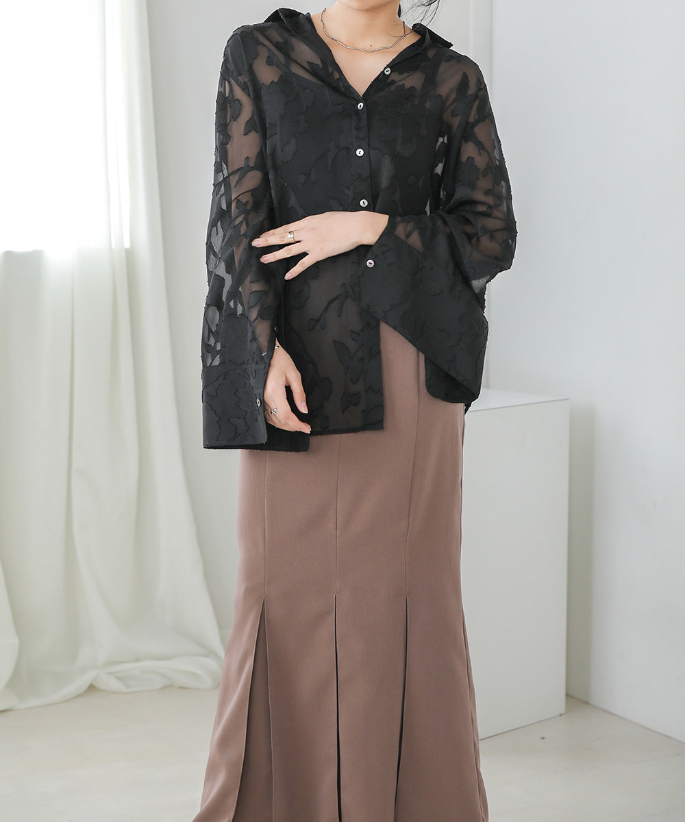 Bab シアーフラワージャガードビックシャツ