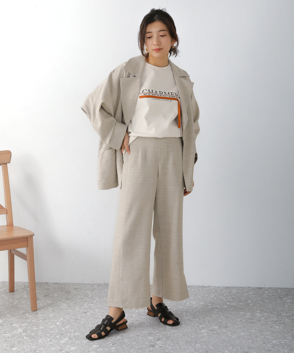 BouJeloud リネンライクストレートパンツ